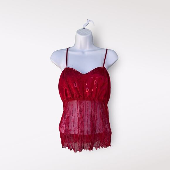 Vtg Kaelyn Max Womens Babydoll Top Size L Fairy Vamp Sexy Y2K Whimsigoth Red - Picture 8 of 15